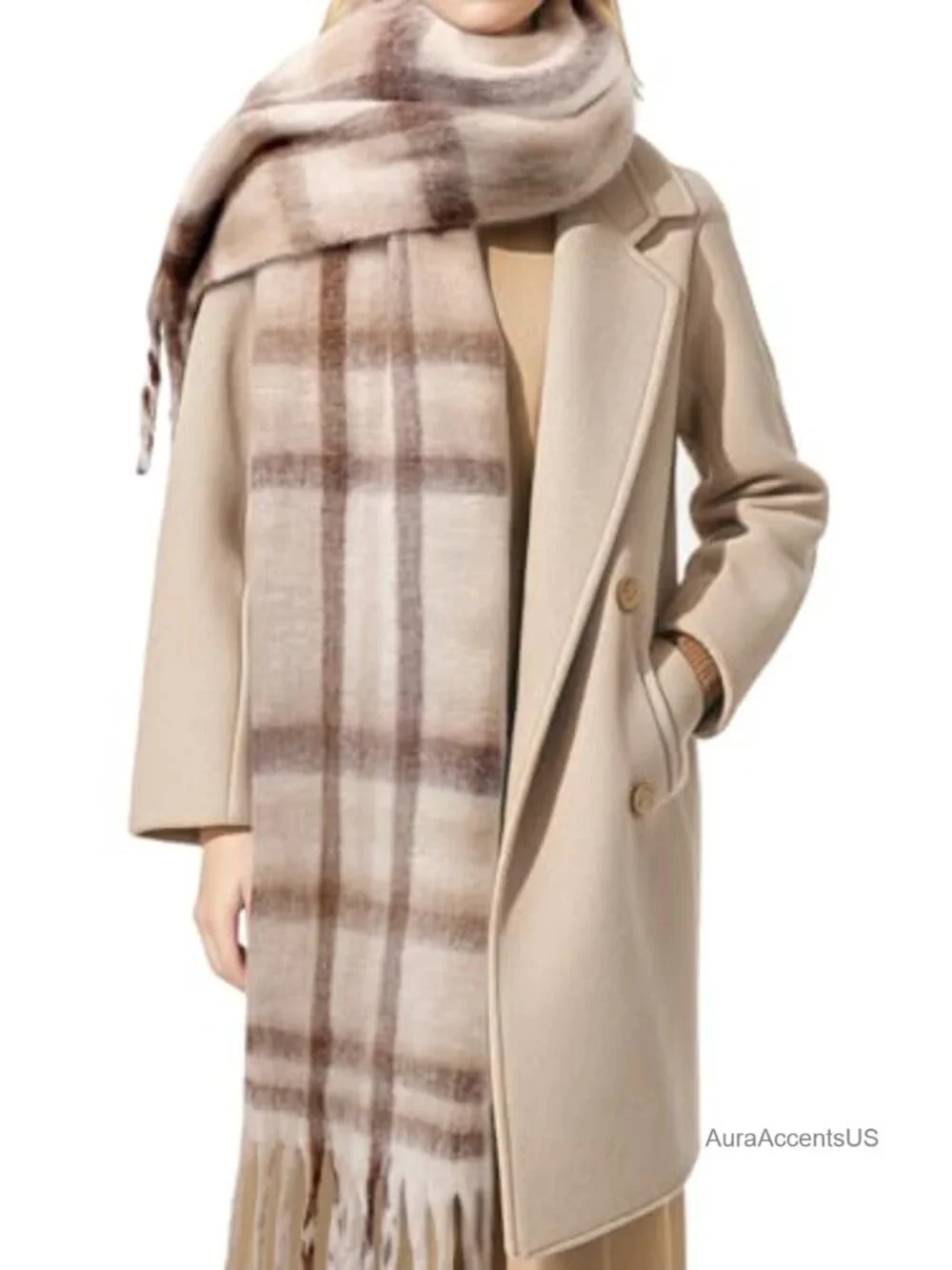 Vintage Mohair Scarf Shawl Wrap Cashmere Feel Blanket Pashmina Winter Women